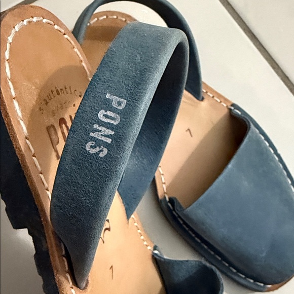 Avarcas Pons Blue Leather Sandals - Picture 5 of 6